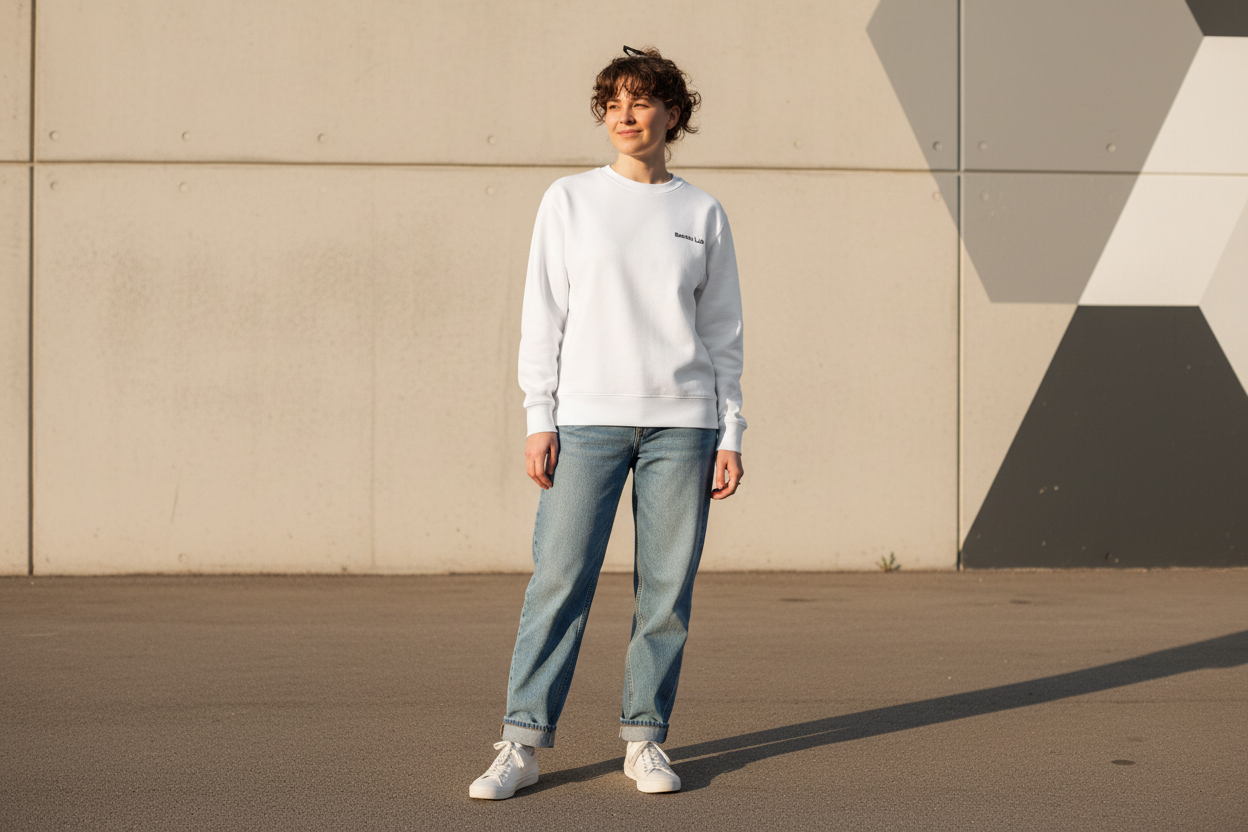 Lab Crewneck lifestyle editorial - minimal streetwear